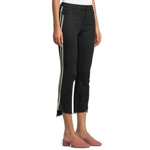 Mother Denim Insider Crop Step Fray Black Jeans